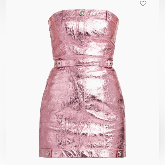 VersaceLaminated Leather Strapless Minidress